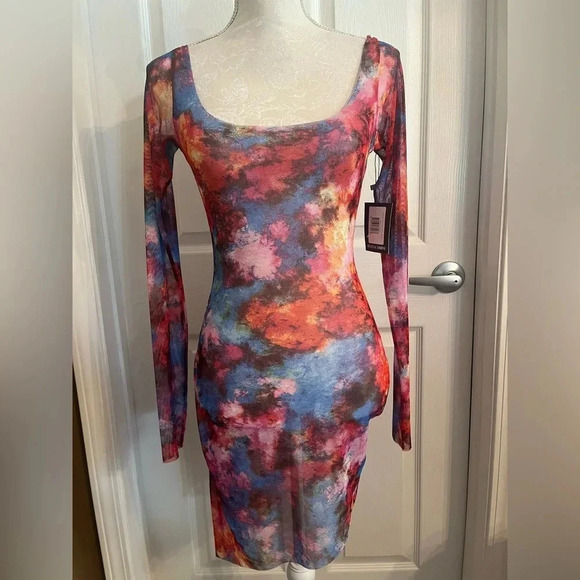 NWT Melissa Simone Yanis Mini Mesh Dress in Multi / Size M - Picture 5 of 16